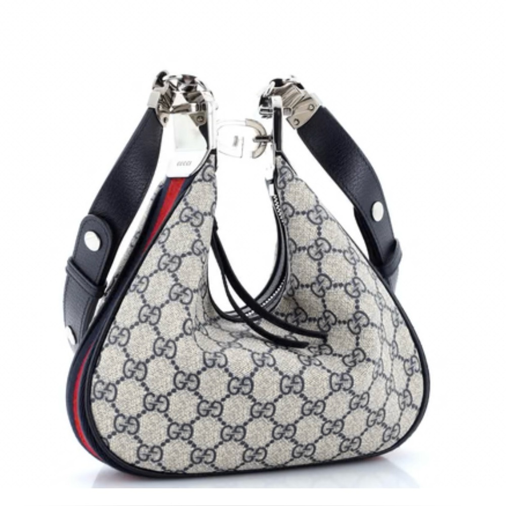 Gucci Attache Shoulder / Crossbody Bag GG Coated Canvas Small Navy‎